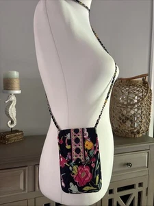 Vera Bradley Mini Bandolera Estuche para Tarjetas Cartera Azul Floral Estampado de Cintas de Mariposa - Imagen 1 de 5
