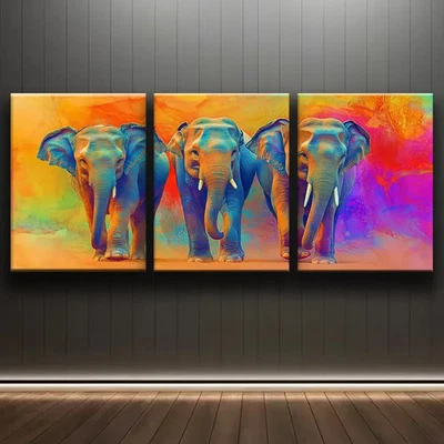 3pcs Three Elephants Family Wall Art Canvas Unframed/Framed - Image 1 of 4