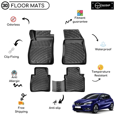 Custom Molded Rubber Floor Mat for Nissan Pulsar 2014 - Up Black - Imagem 1 de 4