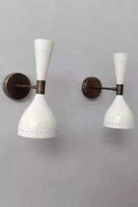 Aplique de pared italiano Diabolo Mid Century de mediados de siglo de 1950 - Par de 2 bombillas - Imagen 1 de 7