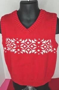 Boys Hanna Andersson Red & White Snowflake Holiday Sweater Vest Size 100 US 4 - Picture 1 of 8