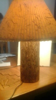 Country style Cotton Wood 12" table/desk lamp - Image 1 of 4