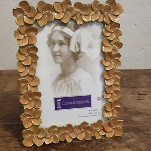 Connoisseur Picture Frame Gold Tone Enamel Painted Floral Decorative  4x6” Photo - Bild 1 von 7