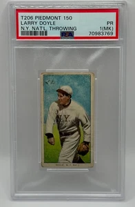 T206 Larry Doyle NY Giants Throwing Piedmont 150 PSA 1 (mk) Set Break - Bild 1 von 2
