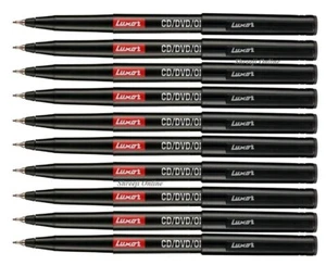 10 X EXTRA FINE TIP Permanent Marker Pens BLACK CD / DVD Marker Pen - Best Price - Picture 1 of 8