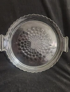 Vtg Jeannette Cube Clear Depression Glass Serving Tray w 2 Handles - Picture 1 of 10