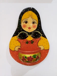 Vintage Matryoshka Russian Doll wall pocket, holder.  Original label - Picture 1 of 6