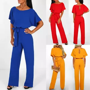 Frauen Playsuit Hosen Strampler Einteiliger Overall Elegantes Langes æ - Bild 1 von 23