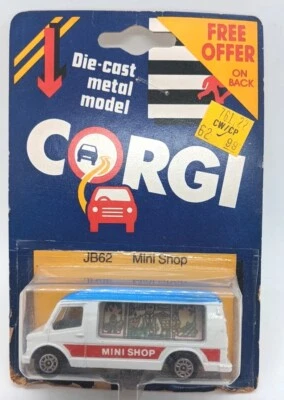 Corgi JB62  Mini Shop ~ Card Dated 1984 ~ Great Britain ~ Vintage ~ White - Image 1 of 4