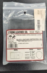New: Strong Leather Co. Police Badge Case - Black - Shape#1523 Uniform Clothing - Picture 1 of 5