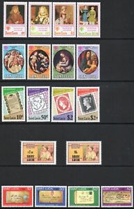 St Lucia 1979-80 QEII 5 x complete sets of mint stamps  LMM