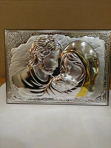 ICONA SACRA " SACRA FAMIGLIA" (21CM X 15CM) LEGNO E ARGENTO 925,NUOVA ASTUCCIATA - Imagen 1 de 1