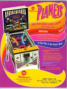 Planets Pinball Machine FLYER Original 1971 Retro Space Age Mod Art 8.5" x 11" - Picture 1 of 1