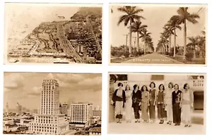 4 Stck. selten 1930er Miami Florida Bayfront Park Panorama Landstraße Baltimore Hotel - Bild 1 von 6