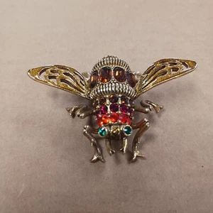 Vintage JOAN RIVERS Crystal Rhinestone Large 2.5" Wasp BEE Bug PIN BROOCH - Picture 1 of 7
