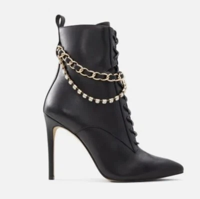 Женские кожаные туфли на шпильке Aldo 8 Kaedridan на шнуровке черные с украшениями - Изображение 1 из 4