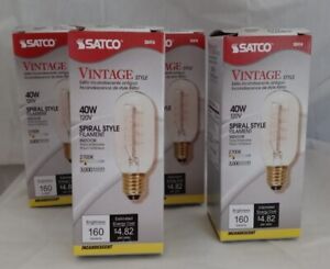 Satco Vintage Style 40Watt/120Volt Light Bulbs (4) New (Open Boxes) 160 Lumens