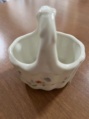 Takahashi Vintage Ceramic Basket Hand Painted Flowers Cover