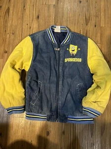 Vintage Nickelodeon SpongeBob Cartoon 2003 VTG Denim Jacket Youth Size 12/14 - Picture 1 of 2