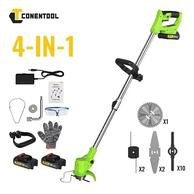 Elektro 650W Akku Rasentrimmer mit 2 Akku & Ladegerät Freischneider Motorsense - Bild 1 von 4