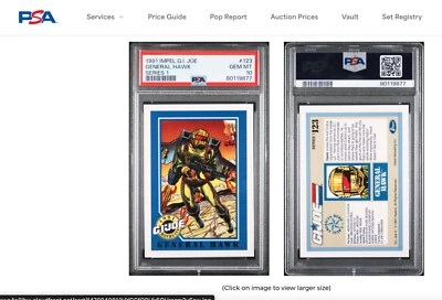 1991 Impel G.I. Joe GENERAL HAWK Series 1 PSA 10 Gem Mint #123 POP 6! NICE!! - Image 1 of 2