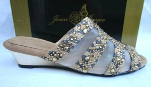JOAN BOYCE..AZUL..ESTRÁS..PUNTA ABIERTA..CUÑA..TACONES..TALLA 7 M..NUEVO - Imagen 1 de 4