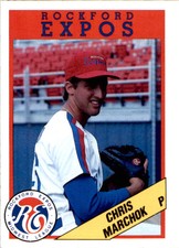 1988 Rockford Expos Litho Center #23 Chris Marchok Morrisville Pennsylvania Card