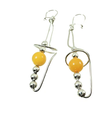 Bernstein Ohrringe Silber 925 Steine 8 mm Farbe matt-gelb Damen Amber BO067 - Bild 1 von 3