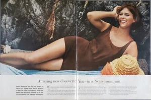 1963 Sears Bathing Suits Pretty Woman Straw Hat Vintage 2 Page Print Ad - Picture 1 of 1