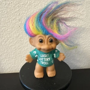 Vintage Russ Troll Doll Lucky Lottery Charm Lotto Rainbow Hair Figurine - Picture 1 of 5