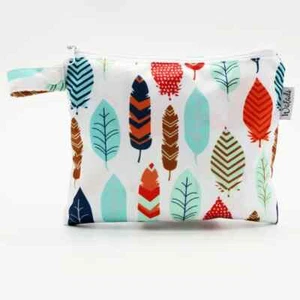 Small Waterproof Wet Bag with Zip 19 x 16cm - Colourful Feather Design - Picture 1 of 1
