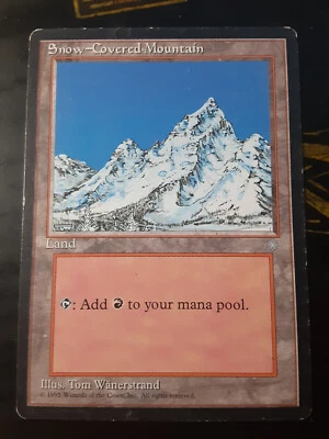 Snow Covered Mountain , Ice Age , Moderate play , MTG , FREE SHIPPING - Image 1 of 2
