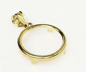 14k solid Yellow gold 4-Prong Coin Bezel Frame 5 Mexican Mexico Pesos #06 - Picture 1 of 2