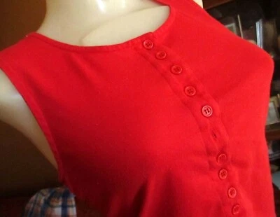 Top sin mangas pequeño verdadero vintage Wildhoney California rojo con botones años 90 Foto 1 de 4