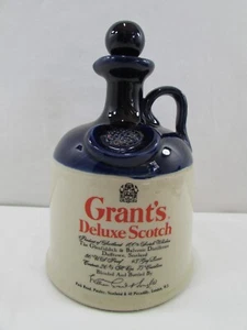 Vintage Grants Deluxe Scotch Blue Beige Stoneware 7" Decanter Bar Decor - Picture 1 of 12
