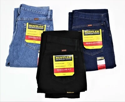 Nuevos pantalones de mezclilla Rustler by Wrangler para hombre calce regular pierna recta todas las tallas   Foto 1 de 4