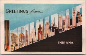 INDIANAPOLIS Indiana Carta Grande Postal Multi-Vista / Prensa Dexter Lino Años 40 - Imagen 1 de 2