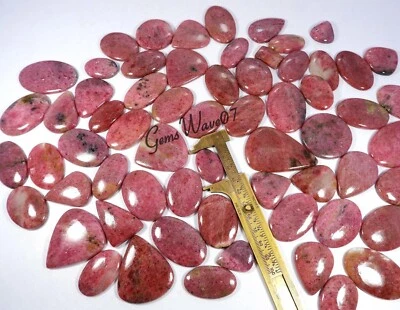 Pink Rhodonite Cabochon Wholesale Lot 4 Pcs 250 Cts Natural Gemstone Jewelry Use - Image 1 of 4
