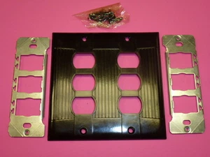 NOS! EAGLE INTERCHANGE 2-GANG BROWN RIBBED BAKELITE WALL PLATE, HORIZONTAL, 956 - Picture 1 of 3