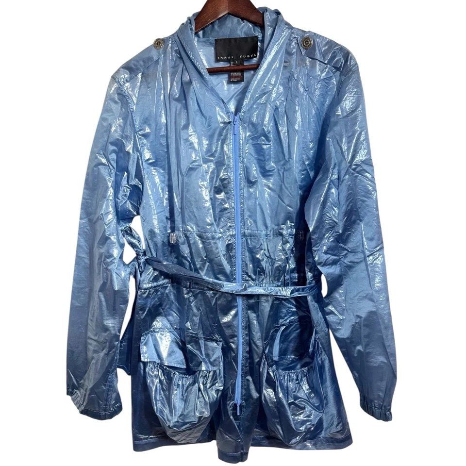 Abrigo de Colección Yansi Fugel Seda Fino Transparente Y2K Cremallera Grande Bonito Foto 1 de 4