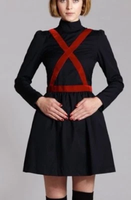 Vestido L’ecole DesFemmes Negro Rojo X Cruz Medieval Gótico Tul Corto Club Foto 1 de 4