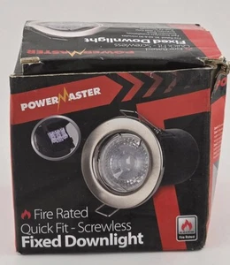 PowerMaster Fire Rated Quick Fit Screwless Fixed Downlight - Brushed Chrome - Picture 1 of 11