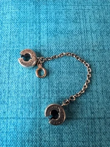 Pandora Silver 925 ALE Safety Chain with Rose Gold Dangling O Crown Charm - Picture 1 of 5