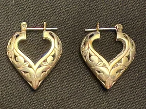 Sterling Silber filigrane Herz Creolen Scharnier Rückenverschluss Verschluss 3/4 x 3/4 - Bild 1 von 6