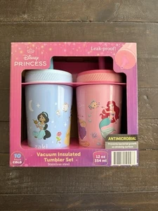 Disney PRINCESS Vacuum Insulated Tumblers JASMINE ARIEL (12 Oz) Leak-Proof NEW - Picture 1 of 2