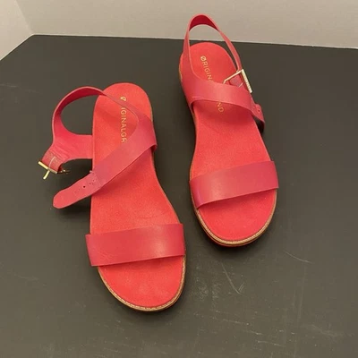 Cole Haan Women 8B OriginalGrand Flatform Wedge Sandals Red Leather - Image 1 of 4