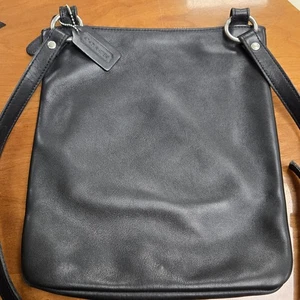 Vintage Coach 9457 Schultertasche Sacoche Metallbeschläge schwarz Leder SAUBER - Bild 1 von 14