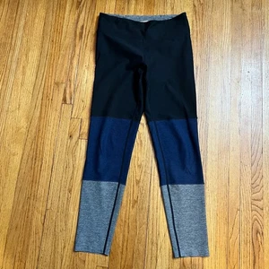 Outdoor Voices Leggings Womens Medium Tri Color Block Blue Gray Stretch Yoga - Picture 1 of 7