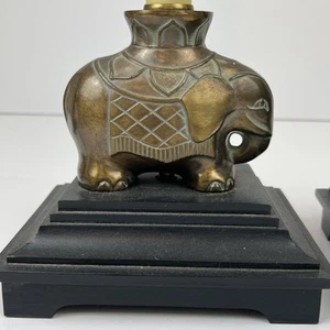 VTG Pair of 1994 The Bombay Company Buffet Table Brass Elephant Lamps NO Shades - Picture 1 of 10