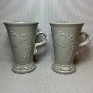(2) HLC Fiesta Fiestaware PEDESTAL MUG Pearl Gray Limited Run 1999-2001, Retired - Picture 1 of 8